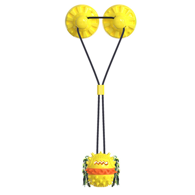 A Style Reinforced Sucker Rope Ball Dog Toy Bright Yellow Lake Blue